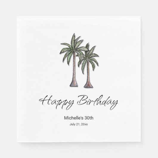 Tropical Palm Trees Elegant 30th Birthday Party Servet (Voorkant)