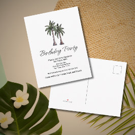 Tropical Palm Trees Elegant 30th Birthday Party Uitnodiging Briefkaart