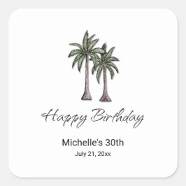 Tropical Palm Trees Elegant 30th Birthday Party Vierkante Sticker