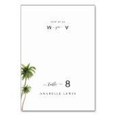 Tropical Palm Trees Gastenaam Trouwplaats Kaart (Voorkant)