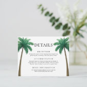 Tropical Palm Trees Minimal Beach Wedding Details Informatiekaartje (Staand voorkant)
