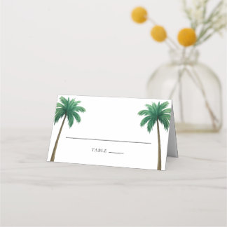 Tropical Palm Trees Minimal Beach Wedding Plaatskaartje