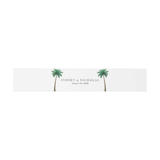 Tropical Palm Trees Minimal Beach Wedding Uitnodigingen Wikkel (Vlak)