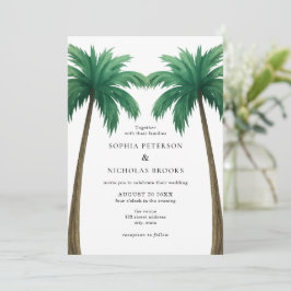 Tropical Palm Trees Minimal Photo Beach Wedding Kaart
