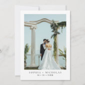 Tropical Palm Trees Minimal Photo Beach Wedding Kaart (Achterkant)
