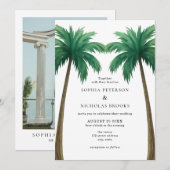 Tropical Palm Trees Minimal Photo Beach Wedding Kaart (Voorkant / Achterkant)