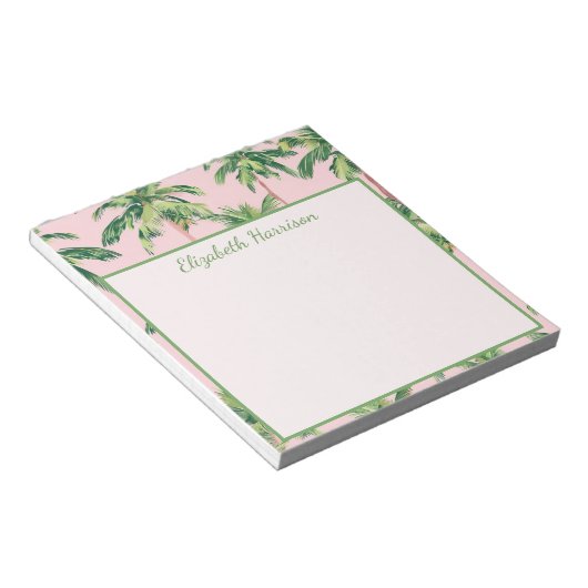 Tropical Palm Trees on Pink Personalized Notitieblok (Schuin)