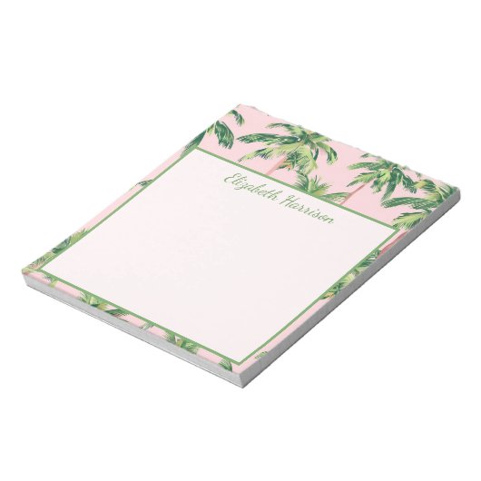 Tropical Palm Trees on Pink Personalized Notitieblok (Linkerzijde)