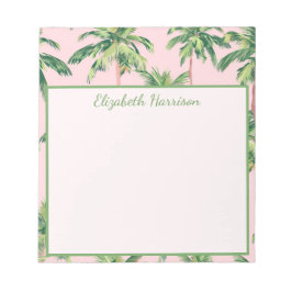 Tropical Palm Trees on Pink Personalized Notitieblok