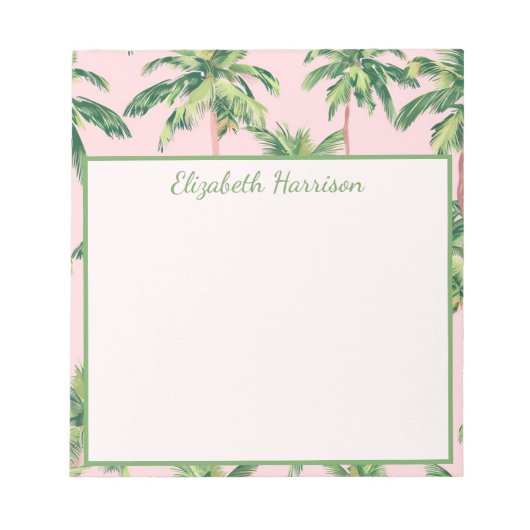 Tropical Palm Trees on Pink Personalized Notitieblok (Voorkant)