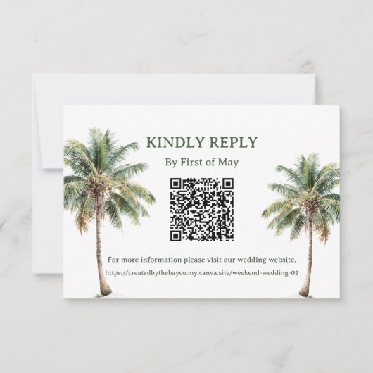 Tropical Palm Trees QR RSVP Card (Voorkant)