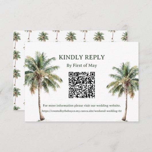 Tropical Palm Trees QR RSVP Card (Voorkant / Achterkant)