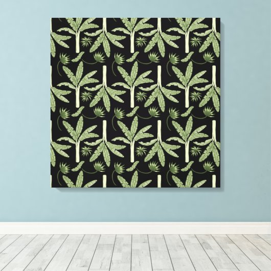 Tropical palm trees seamless pattern canvas afdruk (Insitu (Houten vloer))