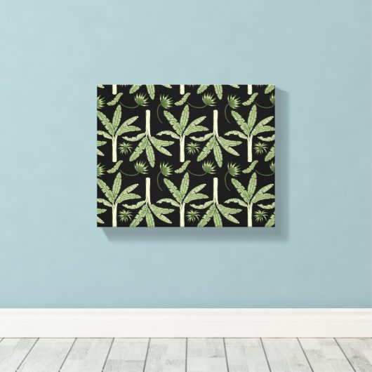 Tropical palm trees seamless pattern canvas afdruk (Insitu (Houten vloer))