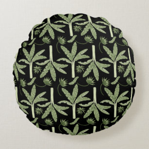 Tropical palm trees seamless pattern rond kussen