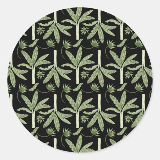 Tropical palm trees seamless pattern ronde sticker (Voorkant)