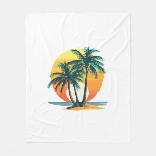 Tropical Palm Trees with Vibrant Sunset Fleece Deken (Voorkant)