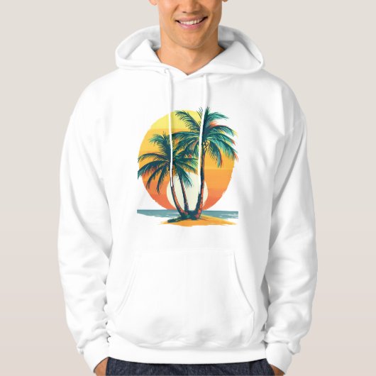 Tropical Palm Trees with Vibrant Sunset Hoodie (Voorkant)