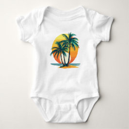 Tropical Palm Trees with Vibrant Sunset Romper