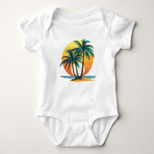 Tropical Palm Trees with Vibrant Sunset Romper (Voorkant)