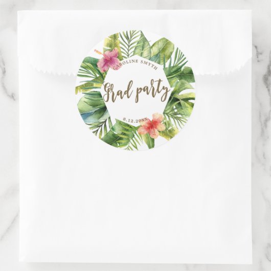 tropical palm verlaat afstudeerfeest sticker (Tas)