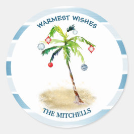 Tropical Palm Warm Wishes Vakantie Envelope Seals Ronde Sticker