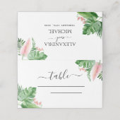 Tropical Palm Waterverf Wedding Place Card Plaatskaartje (Buitenkant ongevouwen)