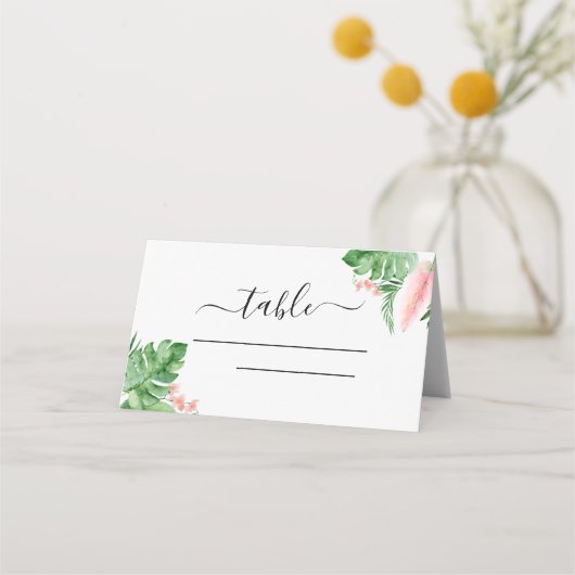 Tropical Palm Waterverf Wedding Place Card Plaatskaartje (Voorkant)