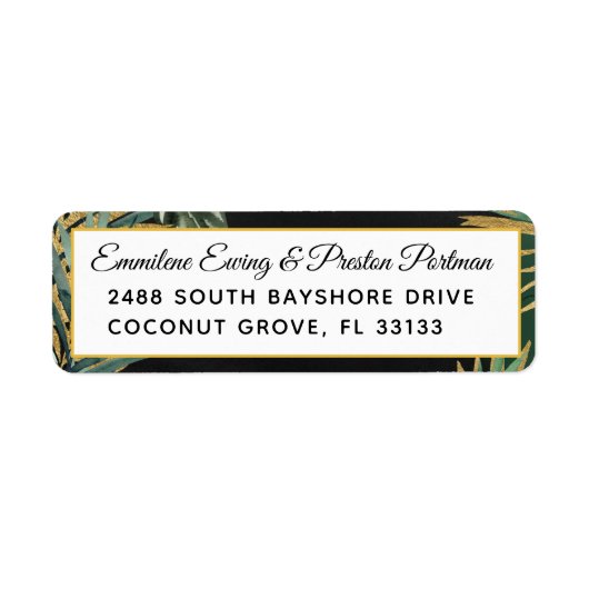 Tropical Palm Wedding Retour Adres Label (Voorkant)