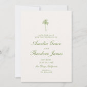 Tropical Palm Wedding Save the Date Card Kaart (Voorkant)
