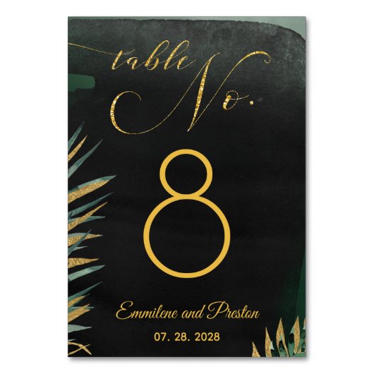 Tropical Palm Wedding Table Number Kaart (Achterkant)