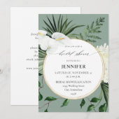 Tropical Palm & White Floral Vrijgezellenfeest -MG Kaart (Voorkant / Achterkant)