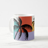 Tropical Palms on Geometric Sunset Background Koffiemok (Voorkant links)