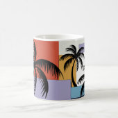 Tropical Palms on Geometric Sunset Background Koffiemok (Center)