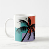 Tropical Palms on Geometric Sunset Background Koffiemok (Links)