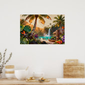 Tropical Paradise: A Vibrant Island Retreat Poster (Keuken)