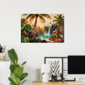 Tropical Paradise: A Vibrant Island Retreat Poster (Thuiskantoor)