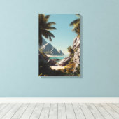 Tropical Paradise Beach - Schilderachtig kustkunst Canvas Afdruk (Insitu (Houten vloer))
