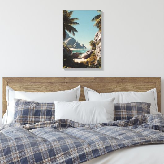 Tropical Paradise Beach - Schilderachtig kustkunst Canvas Afdruk (Insitu (Slaapkamer))
