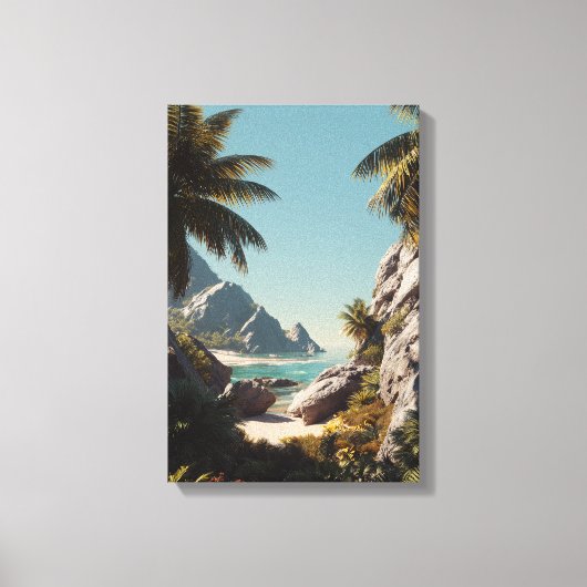 Tropical Paradise Beach - Schilderachtig kustkunst Canvas Afdruk (Voorkant)