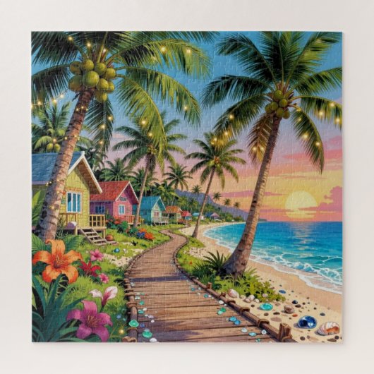 Tropical Paradise Coastal Seaside Cottage Ocean  Legpuzzel (Verticaal)