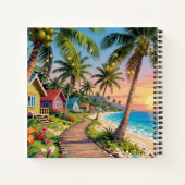 Tropical Paradise Coastal Seaside Cottage Ocean  Notitieboek (Achterkant)