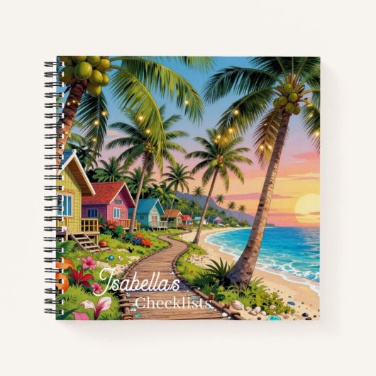 Tropical Paradise Coastal Seaside Cottage Ocean  Notitieboek (Voorkant)
