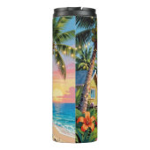 Tropical Paradise Coastal Seaside Cottage Ocean  Thermosbeker (Achterkant)