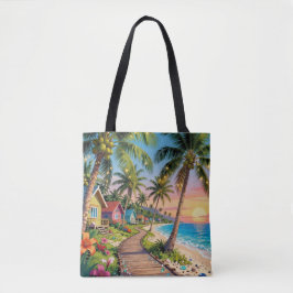 Tropical Paradise Coastal Seaside Cottage Ocean  Tote Bag