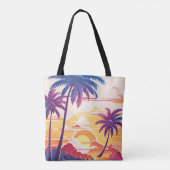 Tropical Paradise Cool Digital Art Monogram Tote Bag (Achterkant)
