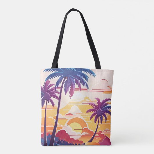 Tropical Paradise Cool Digital Art Monogram Tote Bag (Achterkant)