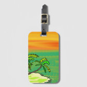 Tropical Paradise Desert Island Oranje zonsonderga Bagagelabel (Voorkant (verticaal))