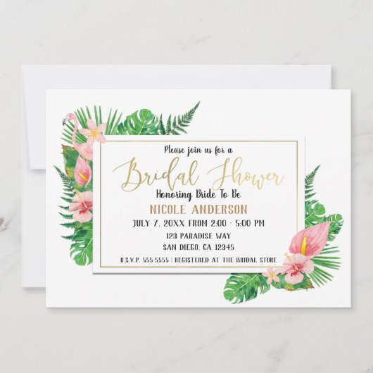 Tropical Paradise Flamingo verlaat Vrijgezellenfee Kaart (Voorkant)