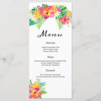 Tropical Paradise Foliage Bruiloft Receptie menu